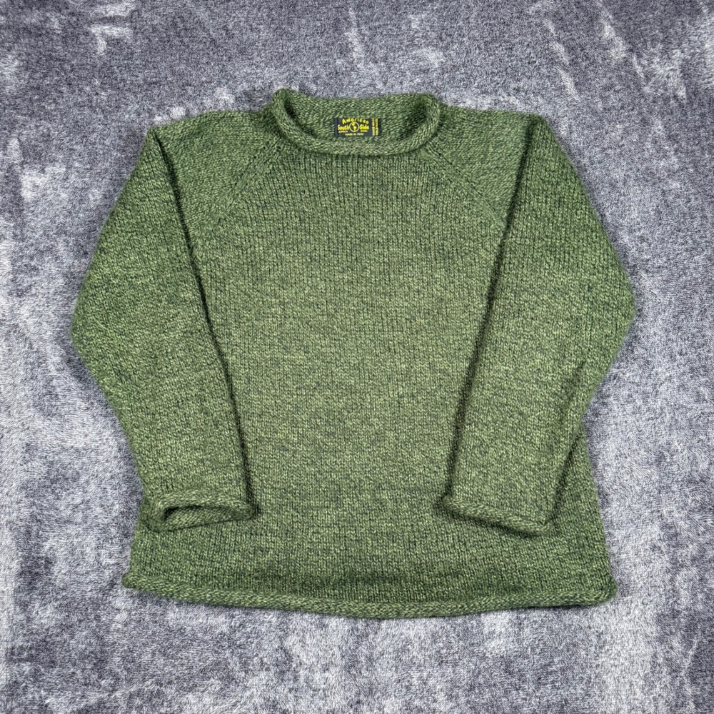 American South Side Alpaca Wool Blend Roll Neck Sweater Green Knit Peru Womens S